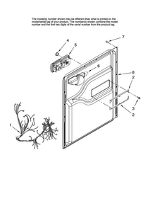 Door And Latch Parts Diagram and Parts List for MDBH985AWB0  Maytag Dishwasher