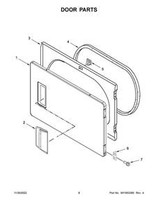 Door Parts Diagram and Parts List for MEDP585GW0  Maytag Dryer