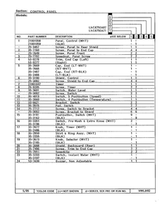 Control Panel Page 2 Diagram and Parts List for 6750A87  Norge Washer