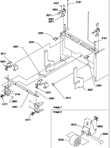 Bottom Hinge And Roller Assembly Diagram and Parts List for BBI20TL-P1199101WL  Amana Refrigerator