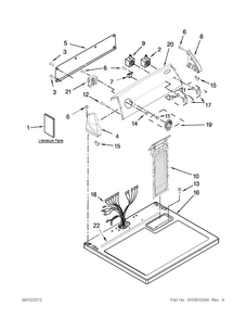 Top And Console Parts Diagram and Parts List for CED137SBW0  Crosley Dryer