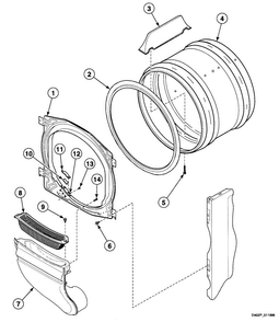 Cylinder Assy Diagram and Parts List for SSGT09QF  Speed Queen Dryer