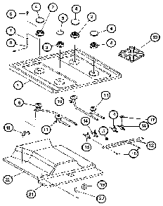 Sealed Burner Diagram and Parts List for RST378NW  Caloric Range