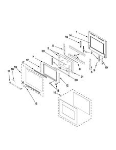 Lower Oven Door Parts Diagram and Parts List for JJW2830WP01  Jenn-Air Wall Oven