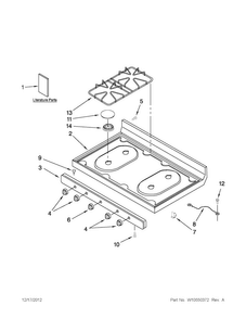 Cooktop Parts Diagram and Parts List for AGR3311WDW2  Amana Range