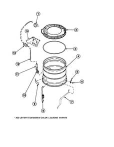 Outer Tub, Cover/pressure Hose Diagram and Parts List for LW6123LM-PLW6123LMB  Amana Washer