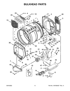 Bulkhead Parts Diagram and Parts List for MEDP586KW0  Maytag Dryer