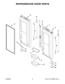 Refrigerator Door Parts Diagram and Parts List for JFFCF72DKL04  Maytag Refrigerator