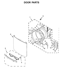 Door Parts Diagram and Parts List for MED6630HW0  Maytag Dryer