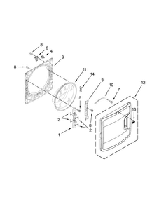 Door Parts Diagram and Parts List for MHW9000YR0  Maytag Washer