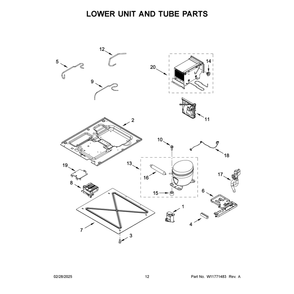 Lower Unit And Tube Parts Diagram and Parts List for JBRFL24IGX20  Jenn-Air Refrigerator