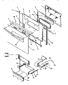 Oven Door And Storage Door Diagram and Parts List for ARG7200W-P1143331NW  Amana Range