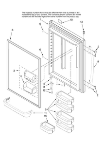 Refrigerator Door Parts Diagram and Parts List for ABB2227VEB10  Amana Refrigerator