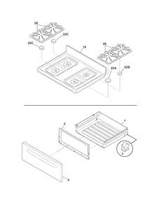 Top/drawer Diagram and Parts List for CRG3480PWA  Crosley Range