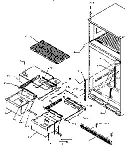 Cabinet Shelving Diagram and Parts List for TSI18A3W-P1182107WW  Amana Refrigerator