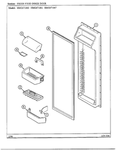 Fresh Food Inner Door Diagram and Parts List for 671867  Admiral Refrigerator