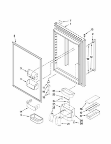 Refrigerator Door Parts Diagram and Parts List for GB2026LEKS7  Amana Refrigerator