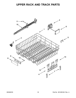 Upper Rack And Track Parts Diagram and Parts List for MDB8989SHZ0  Maytag Dishwasher