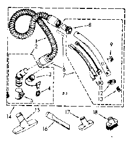 Hose And Attachment Parts Diagram and Parts List for 1162543081  Kenmore Canister Vacuum