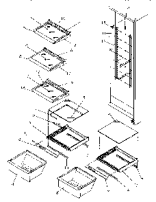 Refrigerator Shelving And Drawers Diagram and Parts List for SGD521SBL-P1197101WL  Amana Refrigerator