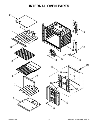 Internal Oven Parts Diagram and Parts List for JMW3430IL02  Maytag Microwave Oven Combo