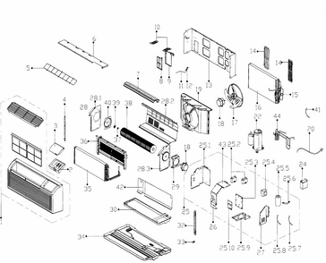 Main Asy Diagram and Parts List for MWP-12AEN1-MJ5  Maytag Air Conditioner