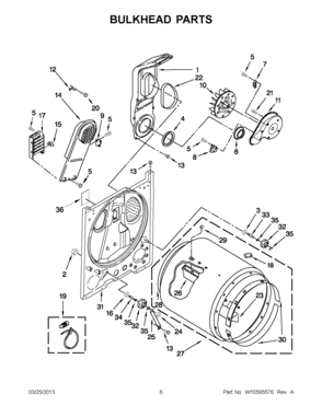 03 - BULKHEAD PARTS Diagram and Parts List for YNED4600YQ1  Maytag Dryer