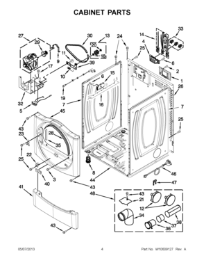02 - CABINET PARTS Diagram and Parts List for YMEDE201YW1  Maytag Dryer