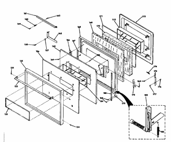 Upper Oven Door Diagram and Parts List for 8504277540  Kenmore Range