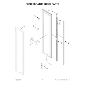 Refrigerator Door Parts Diagram and Parts List for JBRFL24IGX20  Jenn-Air Refrigerator