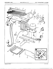 Unit Compartment And System Diagram and Parts List for 19973C  Admiral Refrigerator