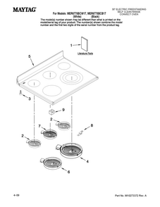Cooktop Parts Diagram and Parts List for MER6775BCW17  Maytag Range