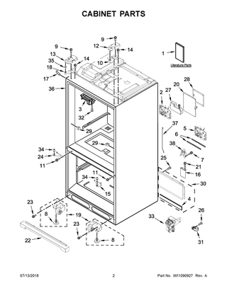Cabinet Parts Diagram and Parts List for MFT2776FEZ01  Maytag Refrigerator