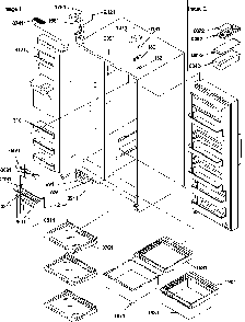 Refrigerator/freezer Shelves, Lights, And Hinges Diagram and Parts List for SQD25TW-P1190427WW  Amana Refrigerator