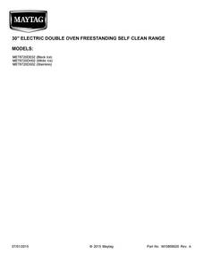 Cover Sheet Diagram and Parts List for MET8720DS02  Maytag Range