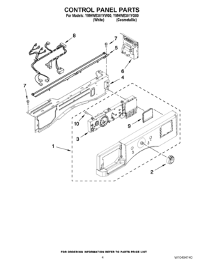 03 - CONTROL PANEL PARTS Diagram and Parts List for YMHWE301YG00  Maytag Washer