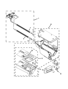 Dispenser Parts Diagram and Parts List for MHW3000BG0  Maytag Washer