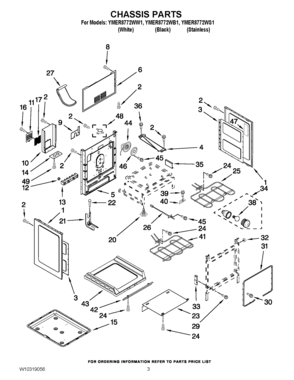 03 - CHASSIS PARTS Diagram and Parts List for YMER8772WS1  Maytag Range