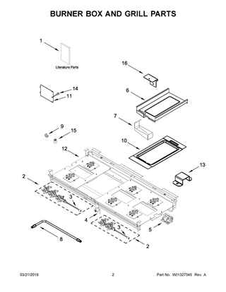 Burner Box And Grill Parts Diagram and Parts List for JDRP648HL00  Maytag Range