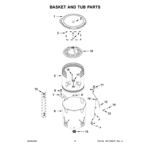 Basket And Tub Parts Diagram and Parts List for MTW4200SW0  Maytag Washer