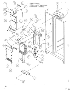 Refrigerator/evaporator And Air Handling Diagram and Parts List for SXD25MP-2  Amana Refrigerator