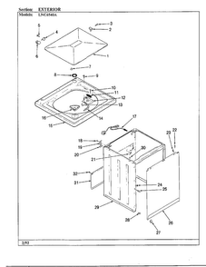 Exterior Diagram and Parts List for 6540A REV K Norge Washer
