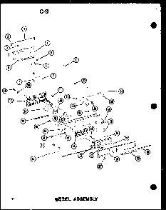Bezel Assembly Diagram and Parts List for RC-20 P72100-8M Amana Microwave