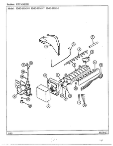 Ice Maker Diagram and Parts List for 19163-0A  Admiral Refrigerator