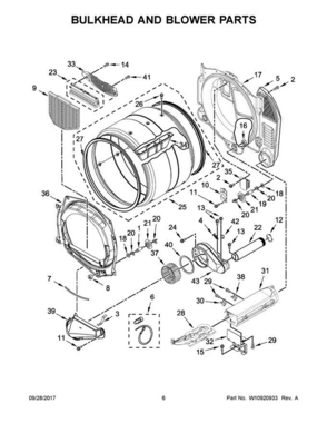 04 - Bulkhead And Blower Parts Diagram and Parts List for MLE22PRAYW0  Maytag Washer Dryer Combo