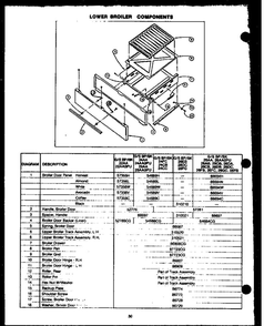 Lower Broiler Components Diagram and Parts List for SBK26DA  Amana Range