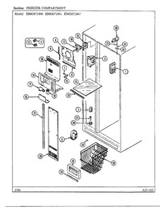 Freezer Compartment Diagram and Parts List for 671840  Admiral Refrigerator