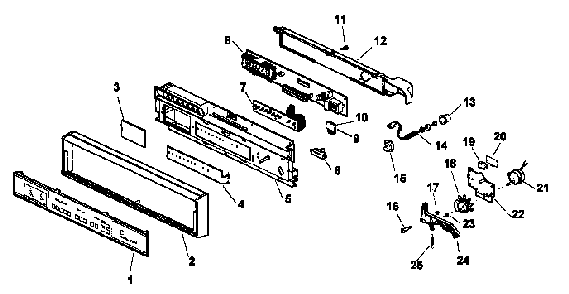 Control Panel Diagram and Parts List for ADU7500CB P1188306W Amana Dishwasher