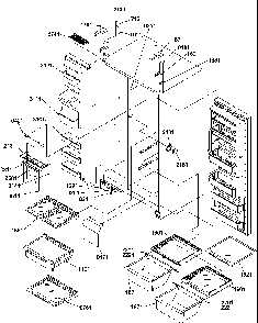 Refrigerator/freezer Shelves, Lights, And Hinges Diagram and Parts List for SRD325S5W-P1199402WW  Amana Refrigerator