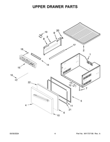 Upper Drawer Parts Diagram and Parts List for JUCFP242HM12  Jenn-Air Refrigerator